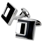 Cufflinks made of stainless steel, high-gloss, 70s look