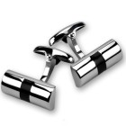 Stainless steel cufflinks, old school, black centre