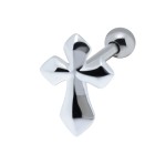 316L Helix ear piercing 1.2x6, Knight's Cross motif made of 925 sterling silver