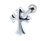 316L Helix ear piercing 1.2x6mm motif Knight's Cross made of 925 sterling silver