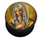 Plastic picture plug with Mother of God motif