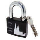 Love lock black made of aluminum 50mm with your individual engraving