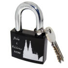 Love lock black made of aluminum 50mm with your individual engraving