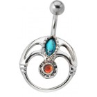 Belly button piercing American Indian 1.6x10mm with semi-precious stones