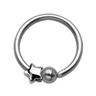 316L BCR surgical steel ball clamp ring 1.2x10mm with STAR pendant