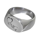 Fine sterling silver signet ring with individual engraving, 18x12mm