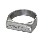 Fine signet ring made of sterling silver with individual engraving, narrow rectangular front