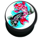 Plastic picture plug with KOI CARP motif