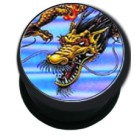 Plastic picture plug, DRAGON motif with open mouth