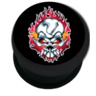 Plastic picture plug with a flaming SKULL motif