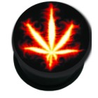 Plastic picture plug, GANJA BURNING motif