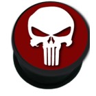 Acetal Picture Plug - Plastic - 16.0mm, SKULL RED