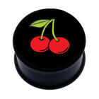 Plastic picture plug with CHERRIES motif - for the right ear