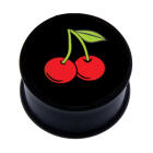 Plastic picture plug with CHERRIES motif - for the left ear