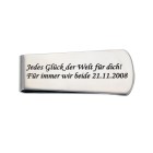Money clip made of polished stainless steel with individual engraving