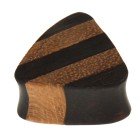 Plug, triangular, made of two types of wood, black, light brown striped