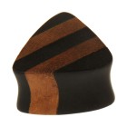 Plug, triangular, made of two types of wood, black, dark brown striped