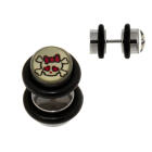 Pseudo plug, 316L pin, 1.2x4.5x6mm, skull kitten, white