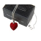 Red heart zirconia with silver chain