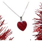 Red heart zirconia with silver chain