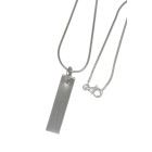 Narrow rectangular frosted silver pendant, 28x27mm