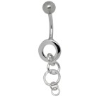 Piercing curved navel with movable design, small pendants