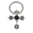 Decorative piercing made of surgical steel and sterling silver for the nipple, cross with a zirconia