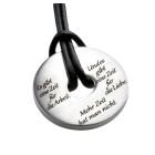 Stainless steel donut pendant with engraving &quot;There is a time...&quot; by Coco Chanel