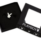 Playboy-Ohrstecker BUNNY, SINGLE, rhodiniertes Messing mit klarem Kristall