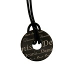 Pendant donut made of stainless steel PVD coated black with engraving "Name" in different fonts
