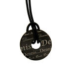 Pendant donut made of stainless steel PVD coated black with engraving "Name" in different fonts