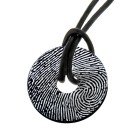 Pendant donut made of stainless steel PVD black coated with your personal fingerprint