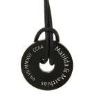 Pendant donut made of stainless steel PVD black coated with individual engraving - it's your turn