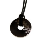 Stainless steel donut pendant black PVD coated with two names engraved