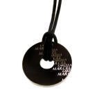 Stainless steel donut pendant black PVD coated with two names engraved