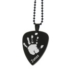 Pendant Plectrum made of stainless steel PVD coated black engraved with a hand or footprint and name