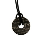 Pendant donut made of stainless steel PVD black coated with engraved name