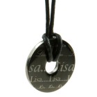 Pendant donut made of stainless steel PVD black coated with engraved name