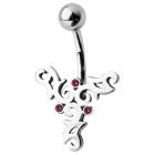 Piercing curved navel with Gothic design, windmill
