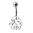 Piercing curved navel with Gothic design, puzzle