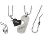 Partner pendant made of stainless steel LOVE with an individual engraving on the back