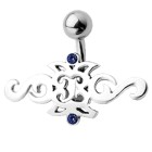 Piercing curved navel with Gothic design, Celtic