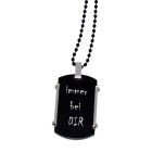 Pendant identification tag made of stainless steel PVD coated black with individual engraving