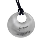 Pendant convex disc made of matted stainless steel with individual engraving - really big