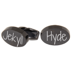 Cufflinks OVAL polished stainless steel or black with engraving