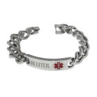 Heavy stainless steel medi bracelet with Aesculapian staff and individual engraving