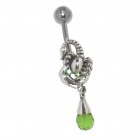 Navel piercing with briolette pendant sterling silver - scorpion