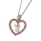 PLAYBOY necklace with a heart-shaped bunny pendant and pink crystals