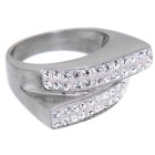 Elegance of the good old days - stainless steel ring with crystals