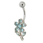 Belly button piercing with set zirconia, small flower